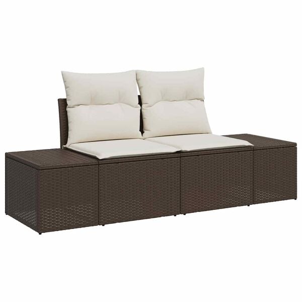 vidaXL Ensemble de canap&eacute; de jardin avec coussin 9 pcs Marron et Cr&egrave;me