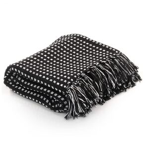 vidaXL Couverture coton &agrave; carreaux 160x210 cm Noir