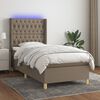vidaXL Sommier &agrave; lattes de lit matelas et LED Taupe 80x200cm Tissu