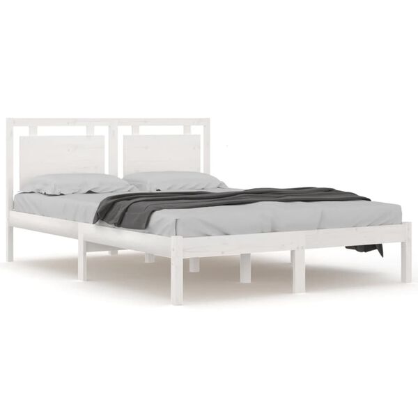 vidaXL Cadre de lit sans matelas blanc 140x190 cm bois massif