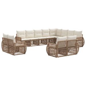 vidaXL Ensemble de canap&eacute; de jardin 12 pcs Beige et blanc cr&egrave;me