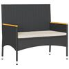 vidaXL Banc de jardin 2 places avec coussins/table noir r&eacute;sine tress&eacute;e