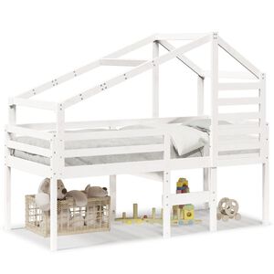 vidaXL Lit haut sans matelas blanc 75x190 cm bois de pin massif
