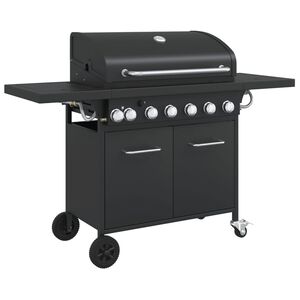 vidaXL Barbecue gril &agrave; gaz avec 7 br&ucirc;leurs noir acier enduit de poudre