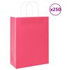 vidaXL Sacs en papier 250 pcs avec poign&eacute;es rose 26x12x35 cm