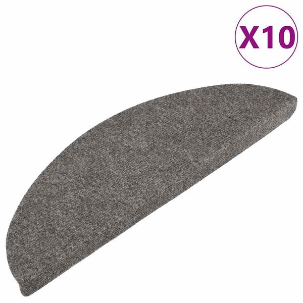 vidaXL Tapis d'escalier auto-adh&eacute;sifs 10 pcs gris 56x17x3 cm