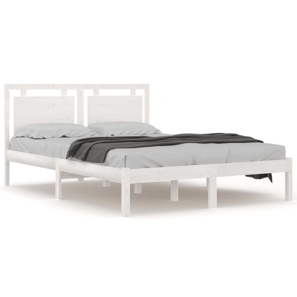 vidaXL Cadre de lit sans matelas blanc 140x200 cm bois massif