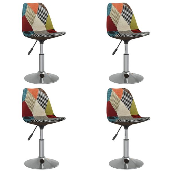 vidaXL Chaises pivotantes &agrave; manger lot de 4 Patchwork Tissu