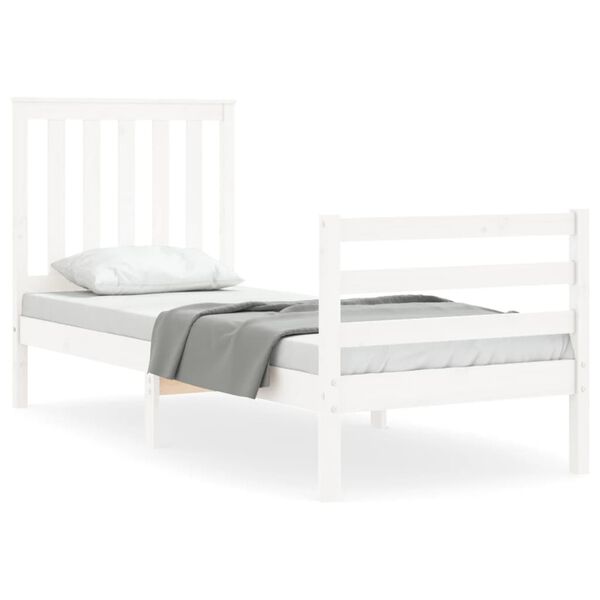 vidaXL Cadre de lit sans matelas blanc bois massif