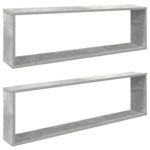 vidaXL &Eacute;tag&egrave;res cube murales 2 pcs gris b&eacute;ton bois d'ing&eacute;nierie