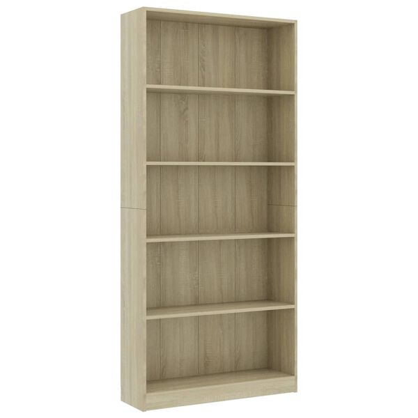 vidaXL Biblioth&egrave;que &agrave; 5 niveaux Ch&ecirc;ne sonoma Bois d&rsquo;ing&eacute;nierie
