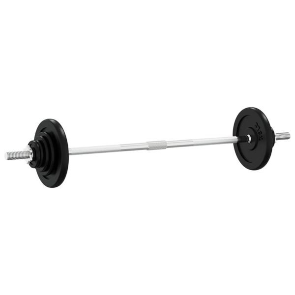 vidaXL Barre d'halt&egrave;res avec plaques 60 kg fonte