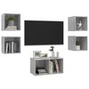 vidaXL Ensemble de meuble TV 5 pcs Gris b&eacute;ton Bois d'ing&eacute;nierie