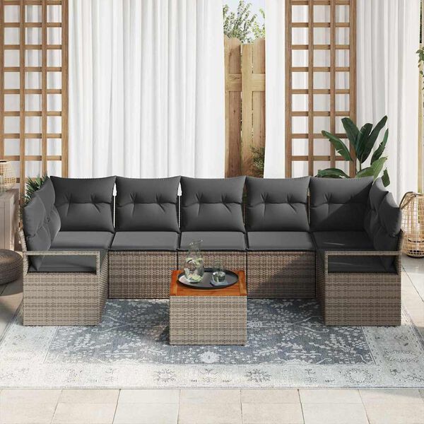 vidaXL Ensemble de canap&eacute; de jardin avec coussin 8 pcs Gris polyrotin