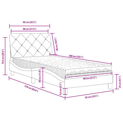 vidaXL Lit avec matelas rose 80x200 cm velours