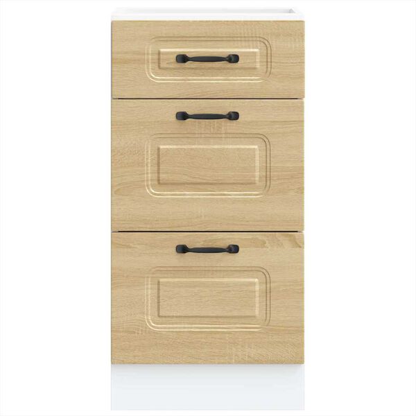 vidaXL Meuble bas de cuisine &laquo; Kalmar &raquo; Bois d'ing&eacute;nierie blanc brillant