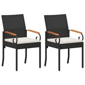 vidaXL Chaises de jardin 2 pc Noir et blanc cr&egrave;me