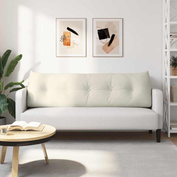 vidaXL Coussin de Dos Cr&egrave;me 160 x 24 x 50 cm Velours