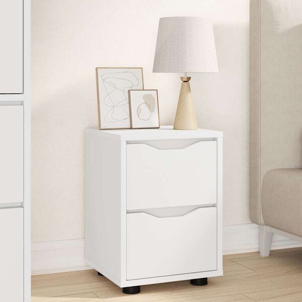 vidaXL Table de chevet Blanc 30,5 x 30 x 43 cm Bois d'ing&eacute;nierie