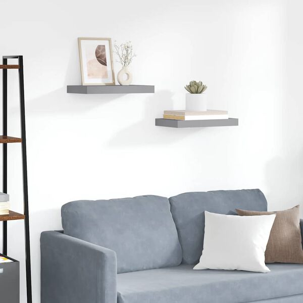 vidaXL &Eacute;tag&egrave;res murales flottantes 2 pcs Gris 40x23x3,8 cm MDF