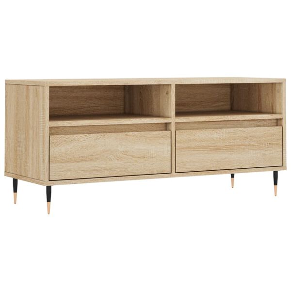 vidaXL Meuble TV ch&ecirc;ne sonoma 100x34,5x44,5 cm bois d'ing&eacute;nierie