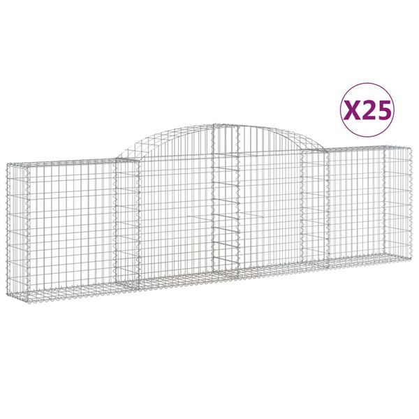 vidaXL Paniers &agrave; gabions arqu&eacute;s 25 pcs 300x30x80/100 cm fer galvanis&eacute;