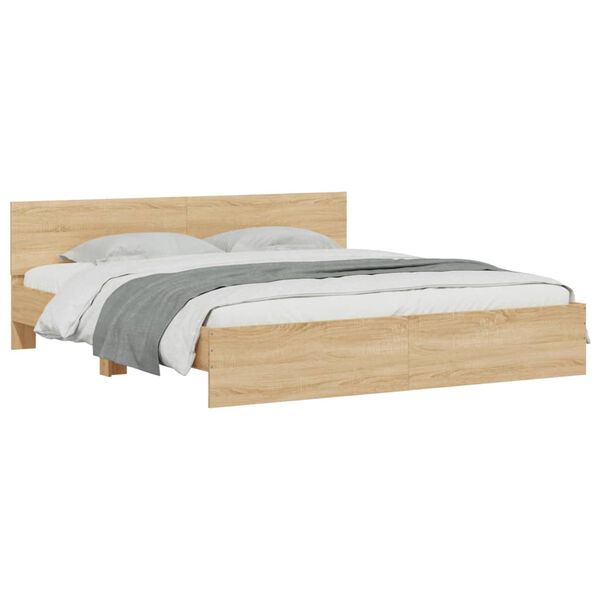 vidaXL Cadre de lit sans matelas ch&ecirc;ne sonoma 200x200 cm