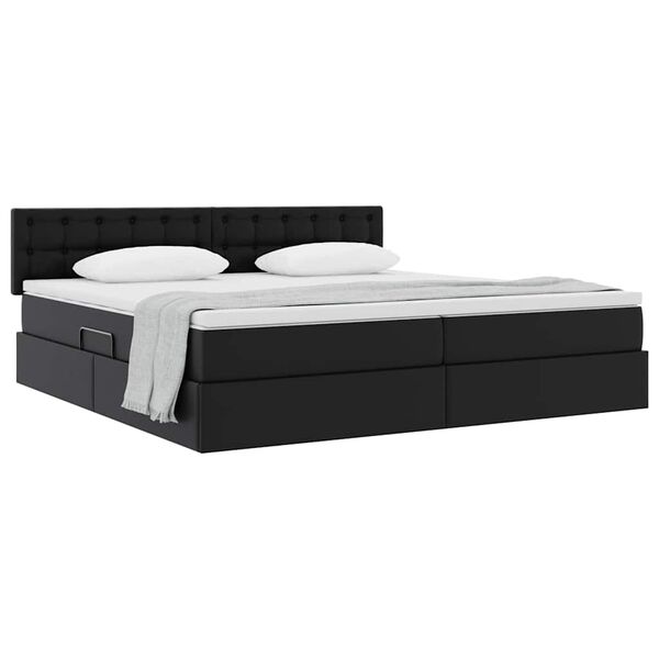 vidaXL Lit de Rangement Noir 200 x 200 cm Cuir synth&eacute;tique