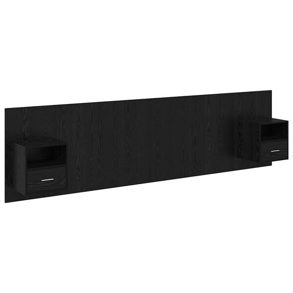 vidaXL T&ecirc;te de lit avec armoire 3 pcs Ch&ecirc;ne noir Bois d'ing&eacute;nierie