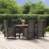vidaXL Ensemble &agrave; manger de jardin coussins 7pcs Noir R&eacute;sine tress&eacute;e