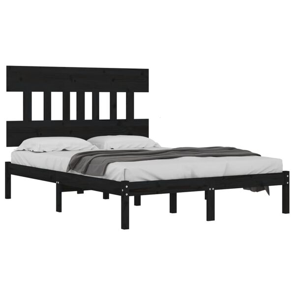 vidaXL Cadre de lit sans matelas noir 200x200 cm bois massif