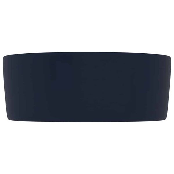 vidaXL Lavabo rond de luxe Bleu fonc&eacute; mat 40x15 cm C&eacute;ramique