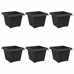 vidaXL Pot de Fleurs Carr&eacute; 6 pc Noir 23 x 23 x 17,5 cm Plastique