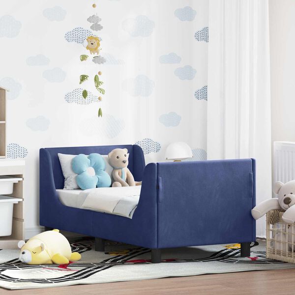 vidaXL Cadre de lit pour tout-petit avec t&ecirc;te de lit Bleu police
