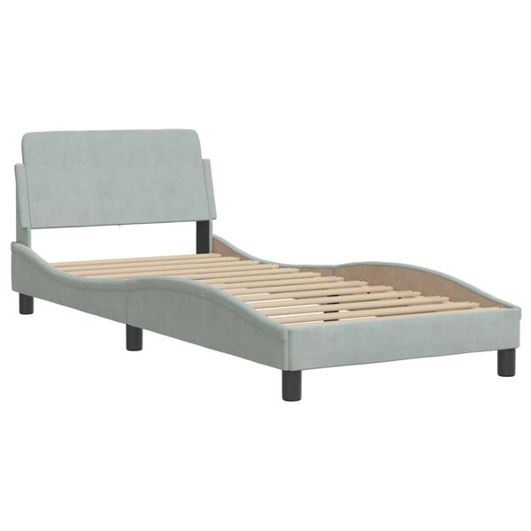 vidaXL Lit avec matelas Hanko gris clair 90x200 cm velours