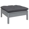 vidaXL Salon de jardin 7 pcs avec coussins gris bois de pin massif
