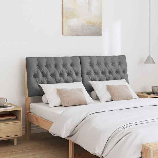 vidaXL T&ecirc;te de lit capitonn&eacute;e Gris fonc&eacute; 135 cm Pin massif