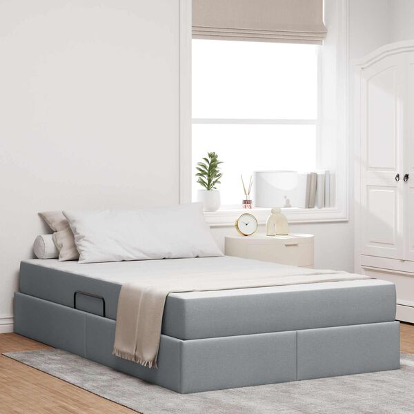 vidaXL Lit avec rangement et matelas Gris clair 120 x 190 cm Polyester