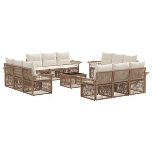 vidaXL Ensemble de canap&eacute; de jardin 13 pc Beige polyrotin