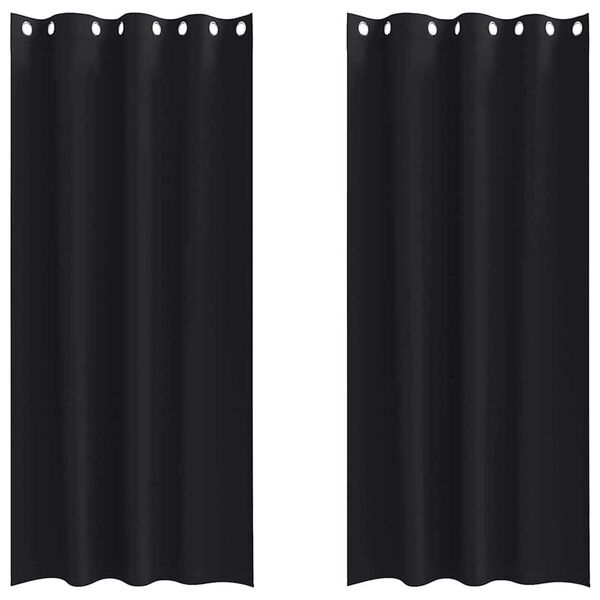 vidaXL Rideaux occultants avec anneaux 2 pcs Noir 245 x 140 cm