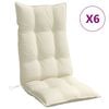 vidaXL Coussins de chaise &agrave; dossier haut lot de 6 cr&egrave;me tissu oxford