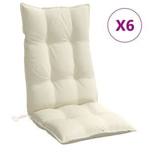 vidaXL Coussins de chaise &agrave; dossier haut lot de 6 cr&egrave;me tissu oxford