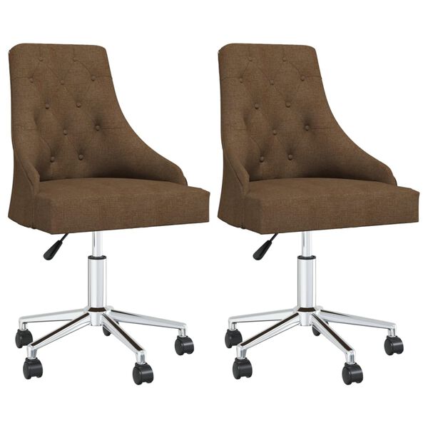 vidaXL Chaises pivotantes &agrave; manger lot de 2 marron tissu