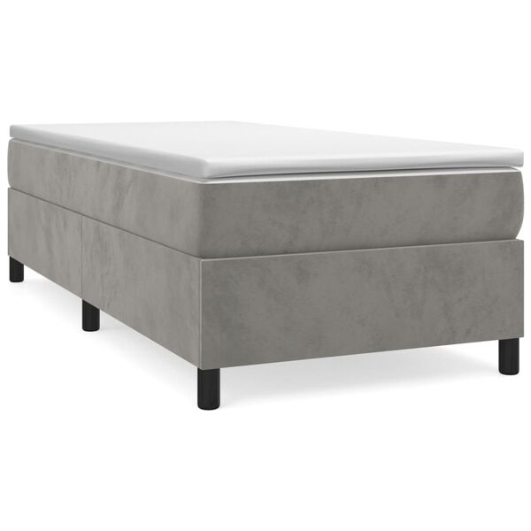 vidaXL Sommier &agrave; lattes de lit et matelas Gris clair 90x200 cm Velours