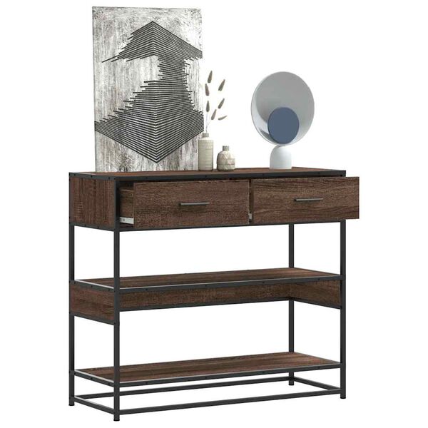 vidaXL Table console chêne marron 90x35x80 cm bois d'ingénierie