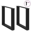 vidaXL Pieds de table basse en U, 2 pi&egrave;ces, noir, 50 x (42-43) cm, acier