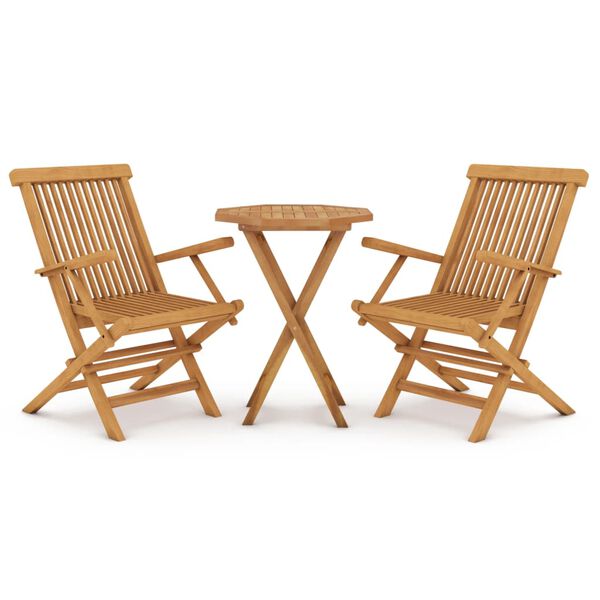 vidaXL Ensemble &agrave; manger de jardin 3 pcs Bois de teck massif