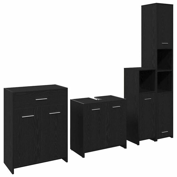 vidaXL Ensemble de mobilier de salle de bain 4 pcs Ch&ecirc;ne noir
