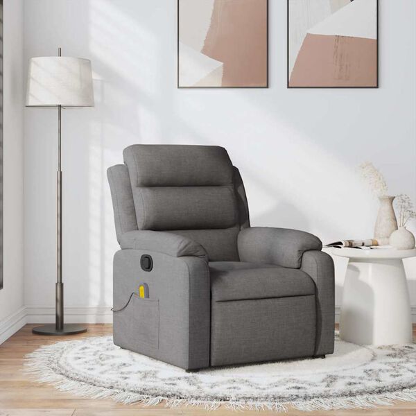 vidaXL Fauteuil de massage inclinable Gris foncé Tissu