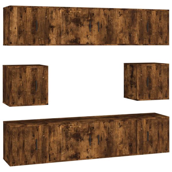 vidaXL Ensemble de meubles TV 8 pcs Ch&ecirc;ne fum&eacute; Bois d'ing&eacute;nierie